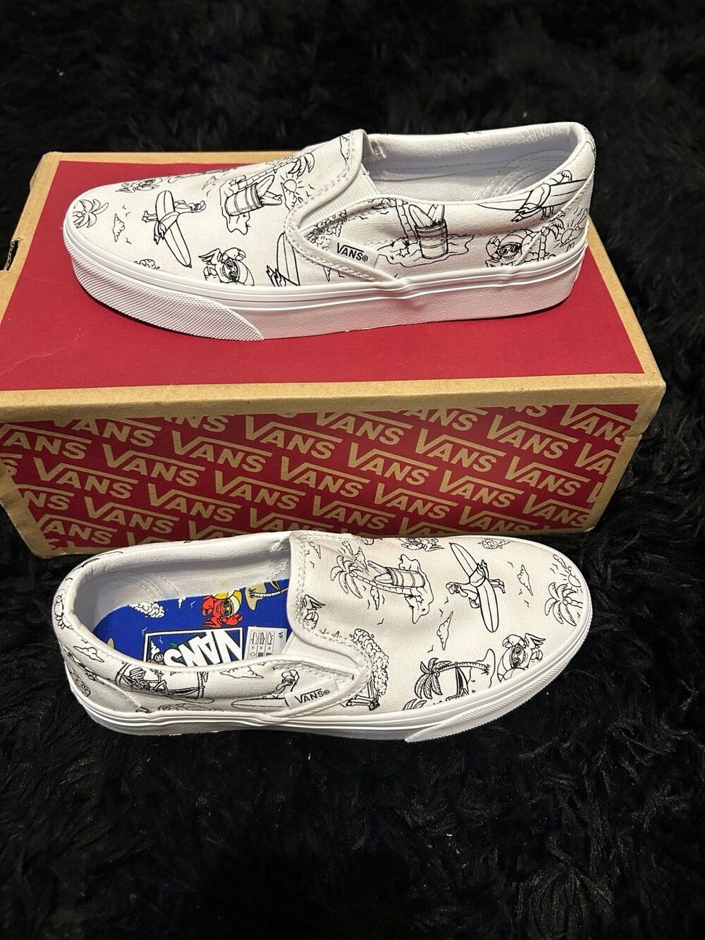 VANS customisable "U-Color" / "U-Paint" white slip on shoes sneakers sz 7 new